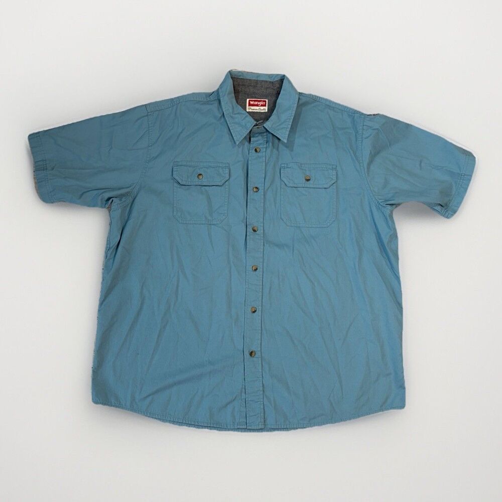 Wrangler, Premium Quality Men’s Button Down Shirt XL Light Blue 100% Cotton